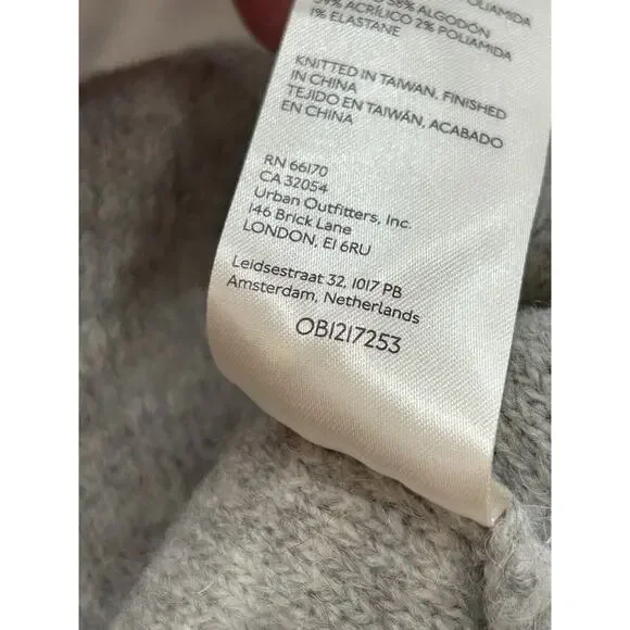 Free People Milo Pullover Grey Tight Knit Cowl Neck Oversized Sweater Size L - Picture 6 of 10